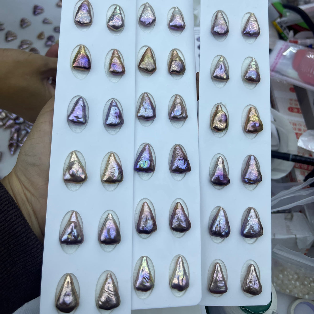 triangle pearl purple and golden